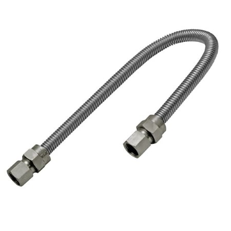 Flextron Gas Line Hose 1/2'' O.D. x 24'' Length with 3/8" FIP Fittings, Stainless Steel Flexible Connector FTGC-SS38-24H